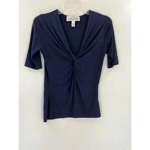 Sara Campbell Navy V Neck Short Sleeve Top XSMALL Career Wear Comfort